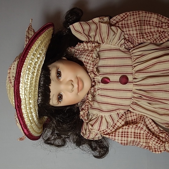 Delton Fine Collectables 18" Porcelain Doll Sassy Brunette - Picture 2 of 8